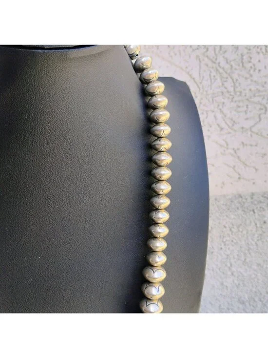 Vtg Roy Vandever Navajo Pearl Bench Bead Sterling Silver Graduated Necklace 23" - Picture 12 of 16